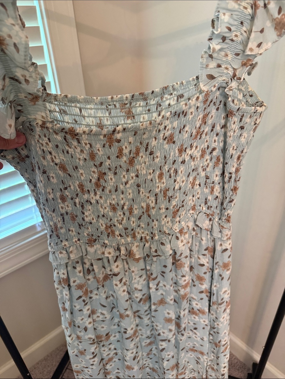 Blu Pepper Light Blue Floral Ruffle Strap Maxi Dress - Picture 5 of 6